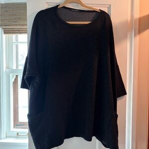cut loose Black Ribbed Oversized Pocket Tunic